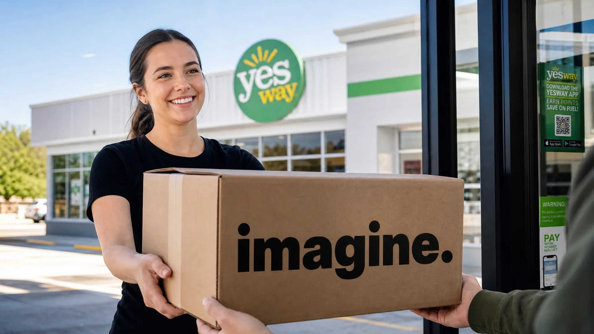 Imagine-branded box being delivered to a Yesway store entrance